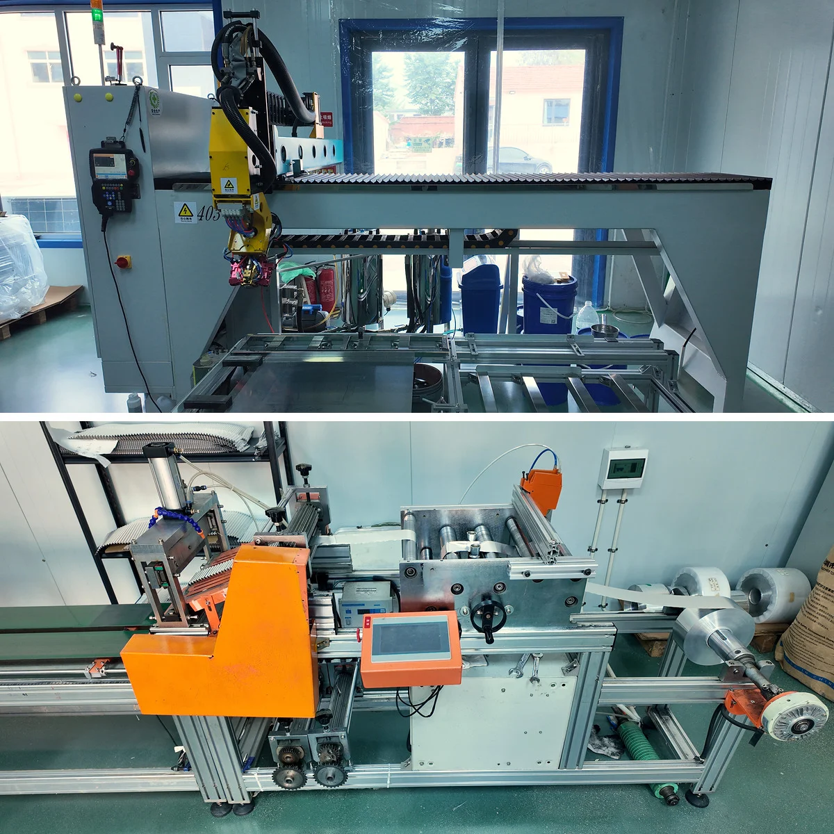 Two views of production equipment in the CINRIWA workshop